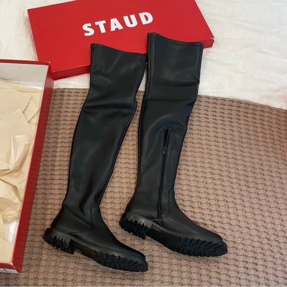 NWT STAUD Belle Boot Over the Knee Vegan Leather Size 39 (Women’s 9) - Picture 1 of 7